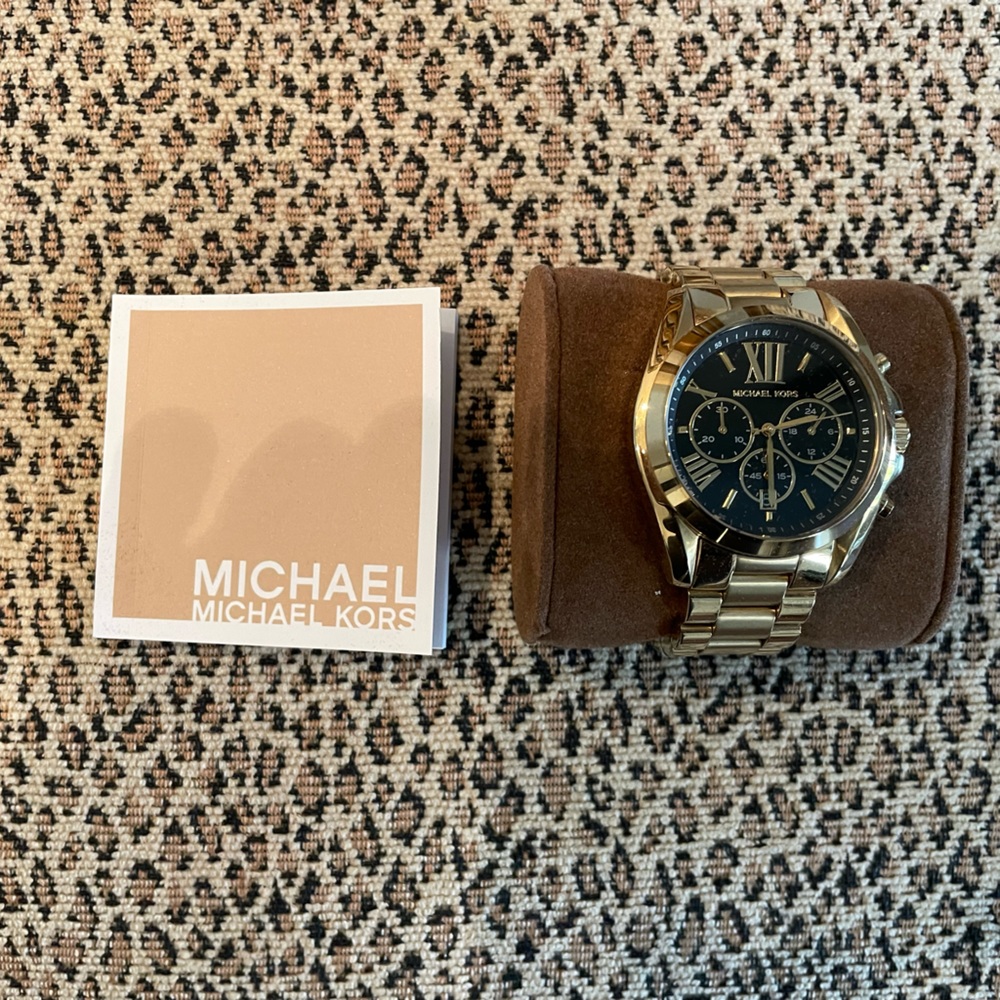 Michael Kors MK-5739 Bradshaw Chronograph Gold Quartz Black Dial Ladies Watch